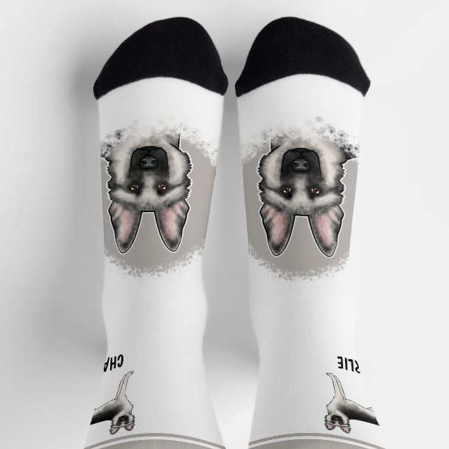 Silver Sable German Shepherd Dog With Custom Name Socks (Top)