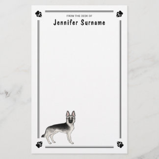 Silver Sable German Shepherd Dog With Custom Text Stationery