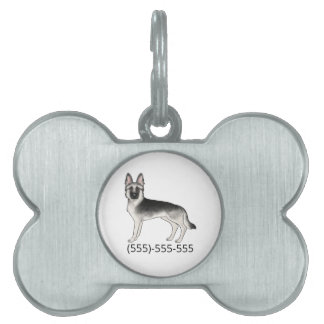 Silver Sable German Shepherd GSD Dog And Number Pet ID Tag