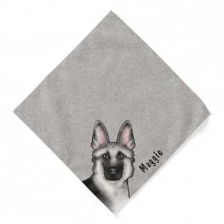 Silver Sable German Shepherd Head And Custom Name Bandana