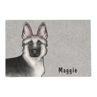 Silver Sable German Shepherd Head And Custom Name Placemat