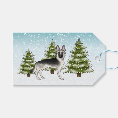 Silver Sable German Shepherd Snowy Winter Forest Gift Tags