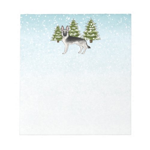 Silver Sable German Shepherd Snowy Winter Forest Notepad