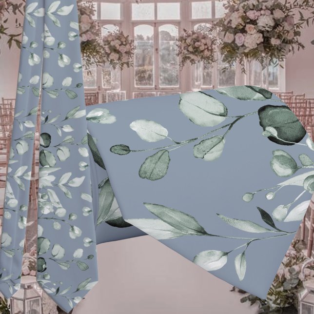 Silver Sage Eucalyptus Greenery Wedding Dusty Blue Neck Tie (Creator Uploaded)