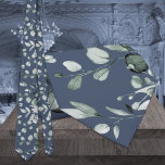 Silver Sage Eucalyptus Greenery Wedding Navy Blue Neck Tie<br><div class="desc">A sage green greenery only wedding neck tie featuring watercolor-painted eucalyptus sprigs in exquisite detail in a watery sage green against a dusty navy blue background. A classic greenery wedding neck tie.</div>
