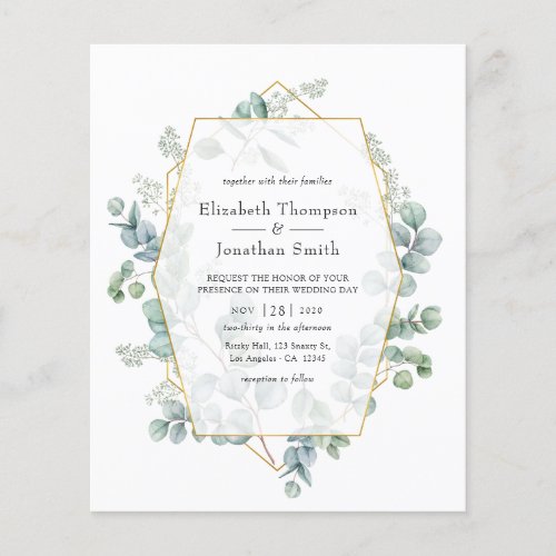 Silver Sage Geometric Eucalyptus Wedding Invite Flyer