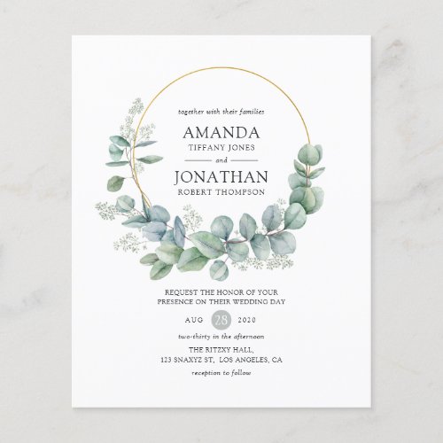 Silver Sage Geometric Eucalyptus Wedding Invite Flyer