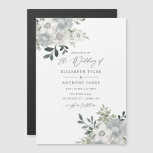 Silver Sage Geometric Eucalyptus Wedding Magnetic Invitation