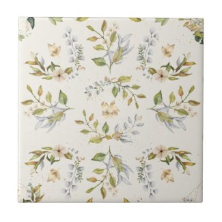 Silver, Sage, Gold, Cream Floral Seamless Clear