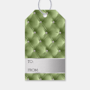 Silver Sage Green Luxury faux Velvet Christmas Gift Tags
