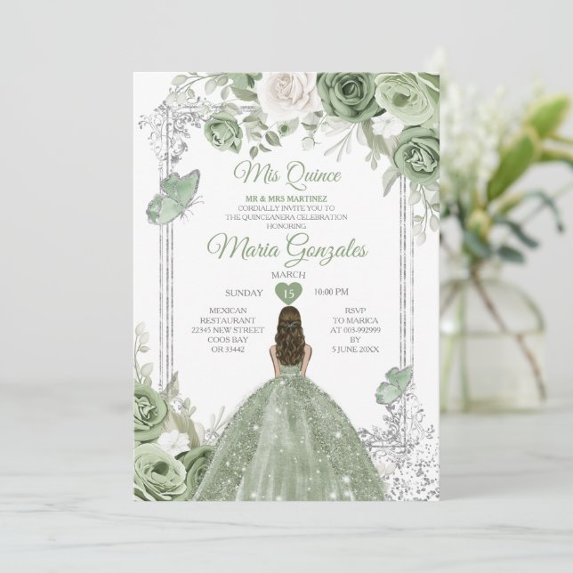 green emerald velvet dress Sage Green Quinceanera dress hanger / quinceanera-decor