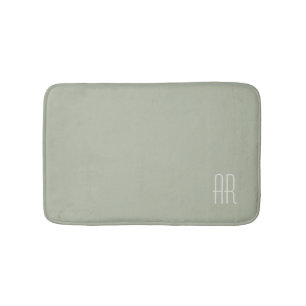 silver sage green monogram bath mat