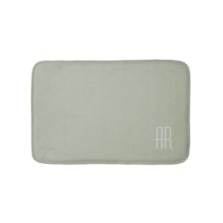 silver sage green monogram bath mat