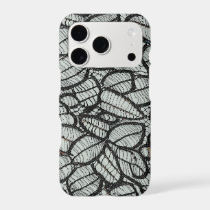 Silver Sage Jeweled Skeletal Leaf Lace iPhone 17 Pro Case