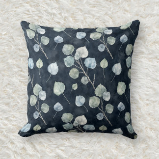 Silver Sage Quaking Aspen Watercolor Pattern Throw Pillow