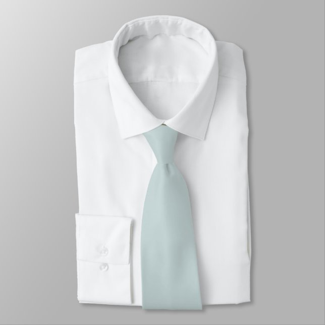 Silver Sage Solid Color Wedding Neck Tie (Tied)