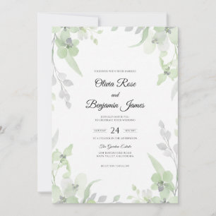Silver Sage Sprig Eucalyptus Wedding Invitation