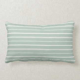 Silver Sage White Thin Stripe Indoor Lumbar Pillow