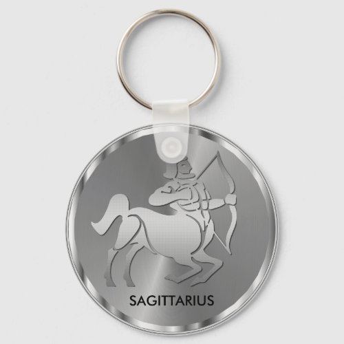Silver Sagittarius  the Archer _ Zodiac Sign Keychain