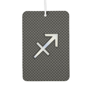 Silver Sagittarius Zodiac Sign Carbon Fiber Print Air Freshener