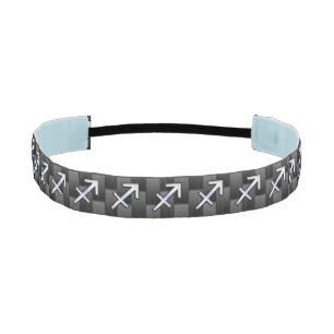 Silver Sagittarius Zodiac Sign Carbon Fiber Print Athletic Headband