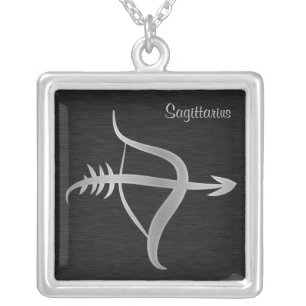 Silver Sagittarius Zodiac Symbol Silver Plated Necklace