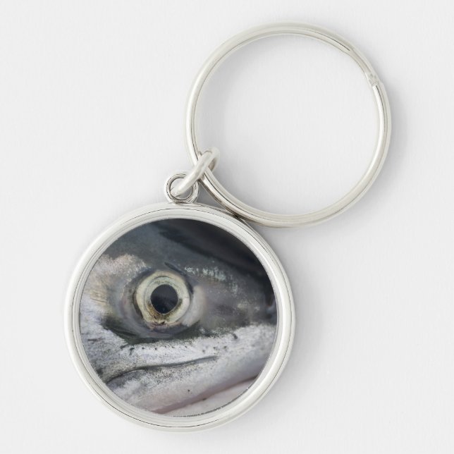 Silver Salmon Face Keychain (Front)