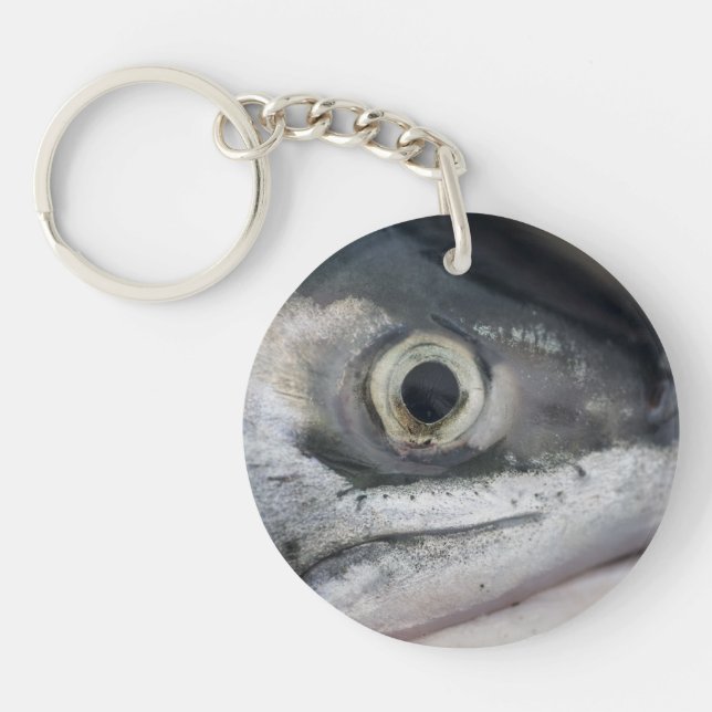 Silver Salmon Face Keychain (Front)