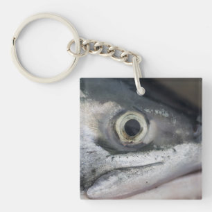 Silver Salmon Face Keychain