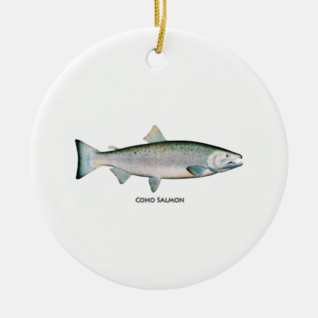 Silver Salmon (ocean phase) Ceramic Ornament (Front)