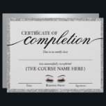 Silver Salon Certificate of Completion Award<br><div class="desc">Modern Silver Salon Certificate of Completion Awards.</div>