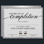 Silver Salon Certificate of Completion Award<br><div class="desc">Modern Silver Salon Certificate of Completion Awards.</div>