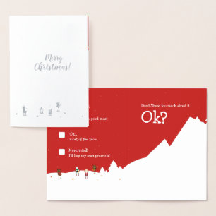 Silver Santa Checklist Christmas Elegant EDITABLE Foil Card