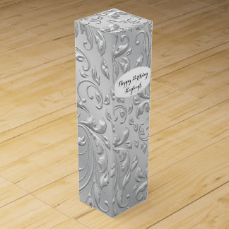 Silver Satin Personalized Wine Box