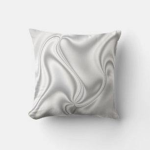Silver Satin Throw Pillow