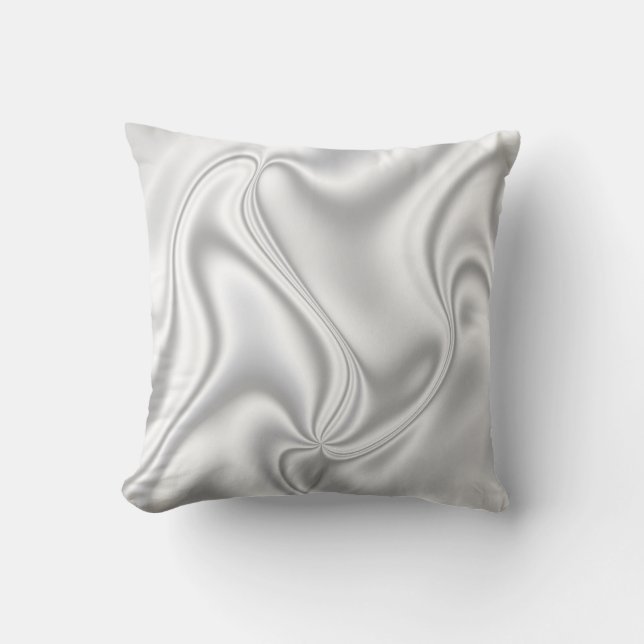 Silver Satin Throw Pillow (Front)