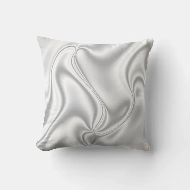 Silver Satin Throw Pillow Zazzle