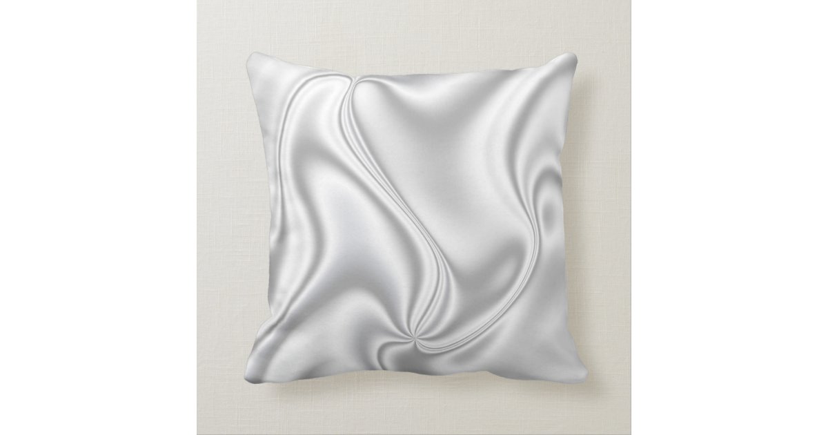 Silver Satin Throw Pillow