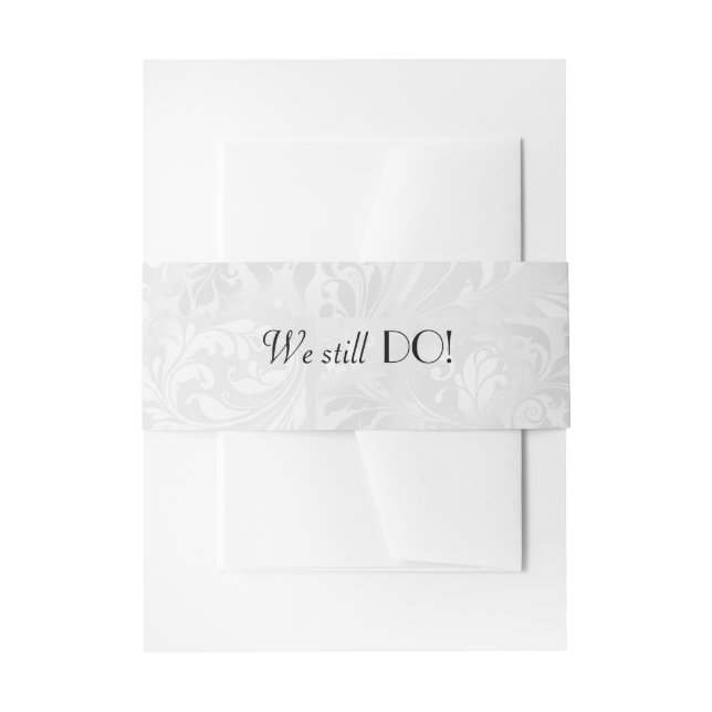 Silver Satin Wedding Vow Renewal Invitation Belly Band (Front Example)