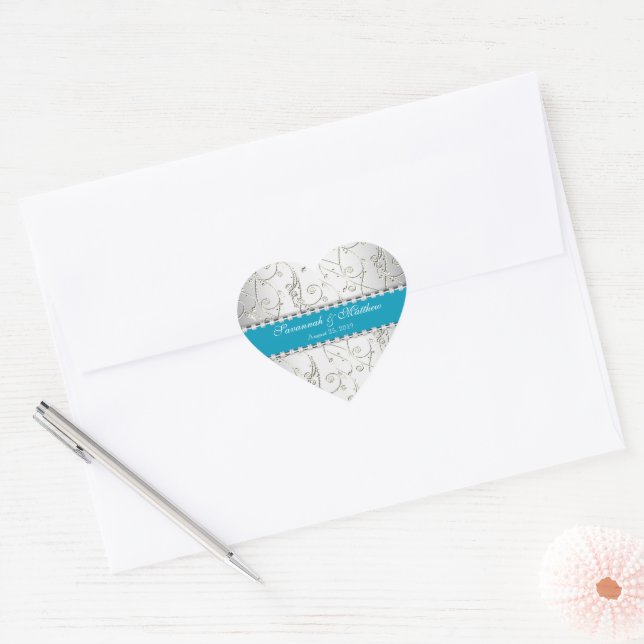 Silver Save the Date Hawaiian Blue Wedding Seal (Envelope)