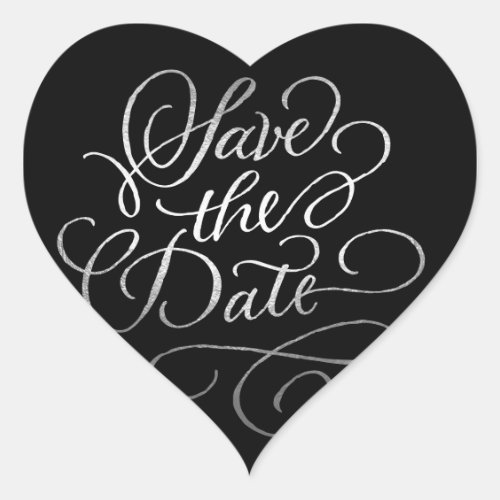 Silver Save the Date on Any Color Invitation Heart Sticker