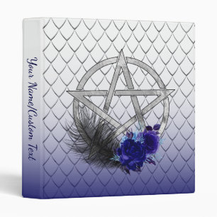 Silver Scales Feather & Floral Pentacle Custom 3 Ring Binder