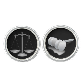 Silver Scales of Justice and Gavel Cufflinks