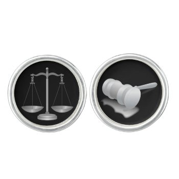 Silver Scales Of Justice And Gavel Cufflinks by LovelyDesigns4U at Zazzle