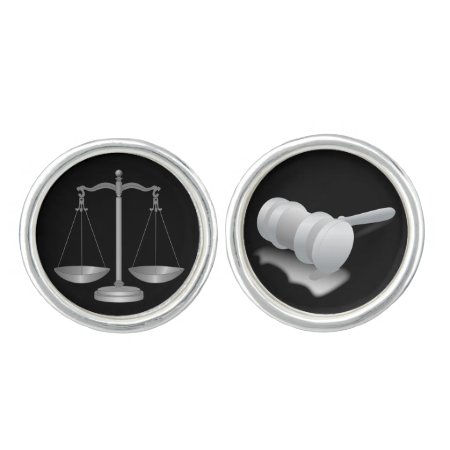 Silver Scales Of Justice And Gavel Cufflinks