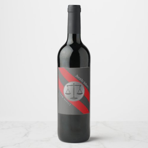 Silver Scales of Justice  Lawyer Wine Label