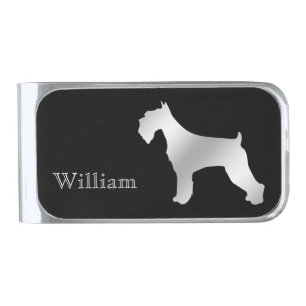Silver Schnauzer Dog Personalized Finish Money Clip