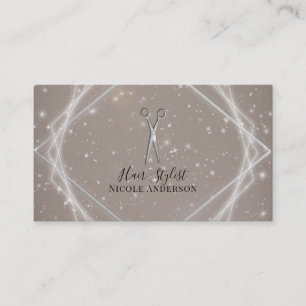 Silver Scissors Geometric Glow Hair Stylist Business Card