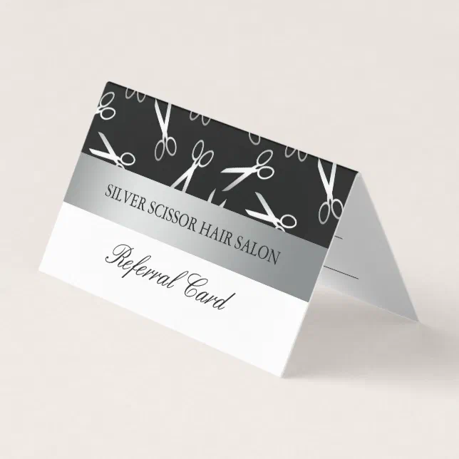 Silver Scissors Hair Salon Referral Card | Zazzle