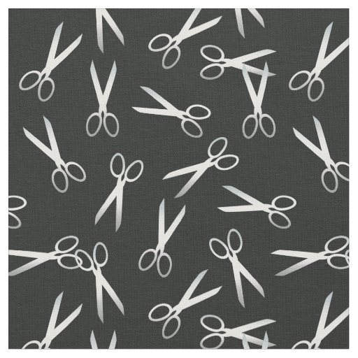 Silver Scissors Pattern Fabric | Zazzle